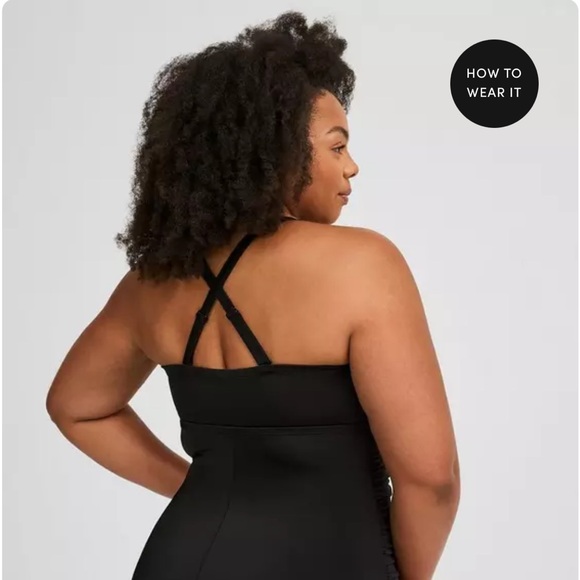 Torrid Black Wireless‎ Racerback Lace-Up One Piece Swimsuit Size 2 (2X) - Picture 2 of 9
